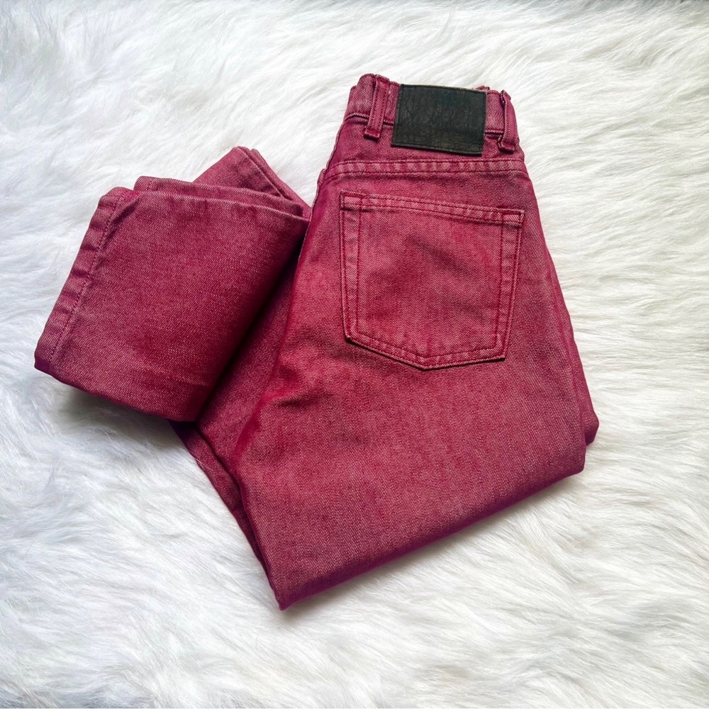 Guess 90’s Jeans Vintage High Waist Denim XS Metallic Red Pink Wash